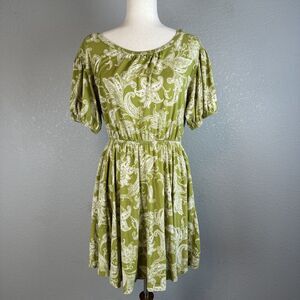 Daily Practice Anthropologie Womens Dress S Small Green White Paisley Pockets